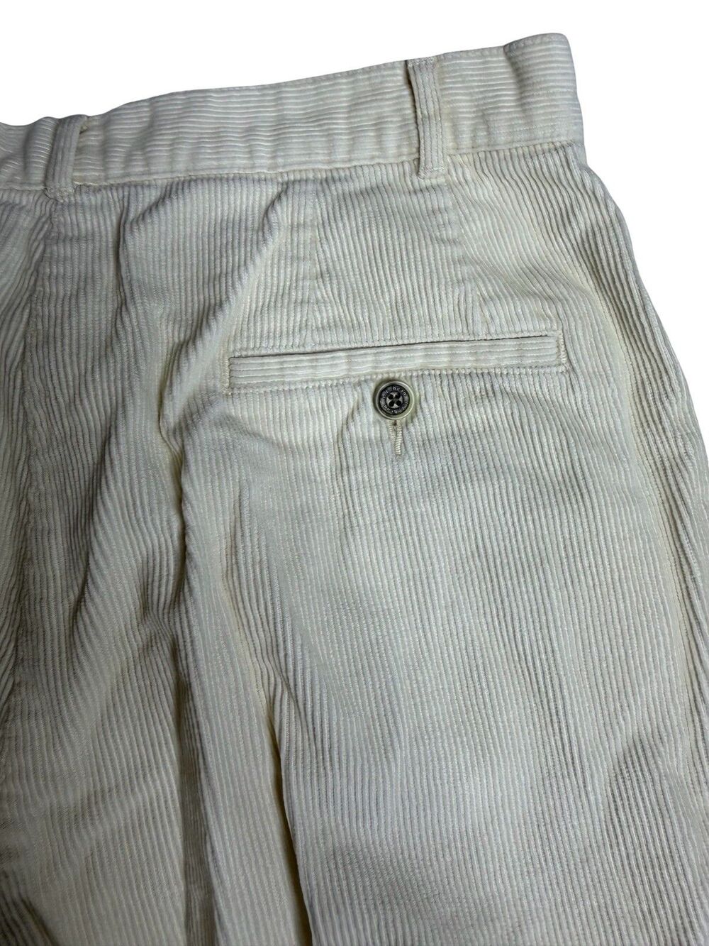 LL Bean Straight Corduroy Pants Womens 12 Cream White Heavy Cotton Favorite Fit - Picture 9 of 9